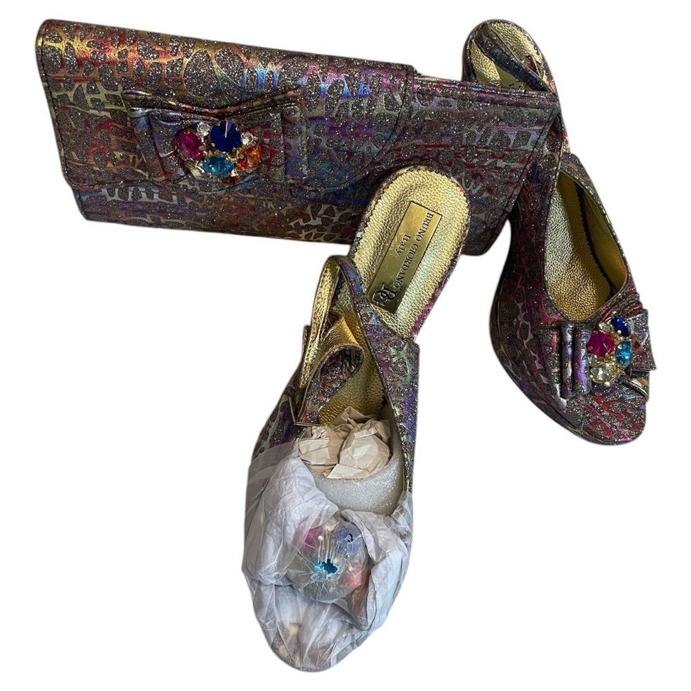 Bruno Giordano Multicolor Designer Women's Bag and Shoe Set. Sz 40 - Picture 7 of 14